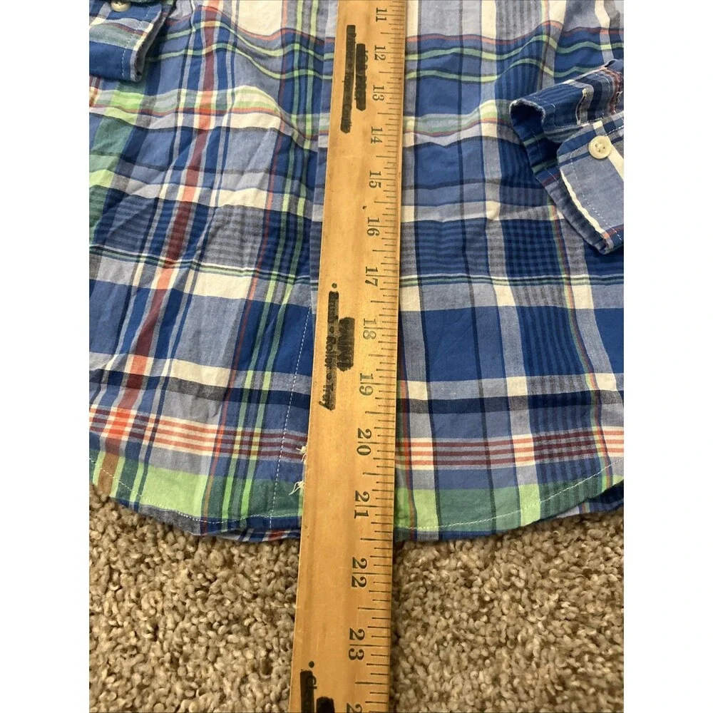 RALPH LAUREN Boys Plaid Button Front Shirt Multi Color Summer Fun Size (8) Small